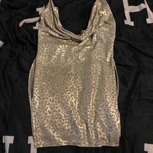 Gold metallic mini dress